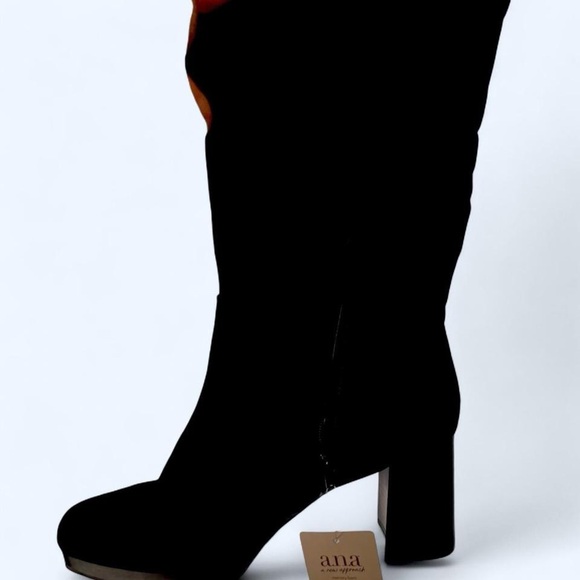 a.n.a Black Heeled Boots with Chunky Block Heel - Picture 1 of 5